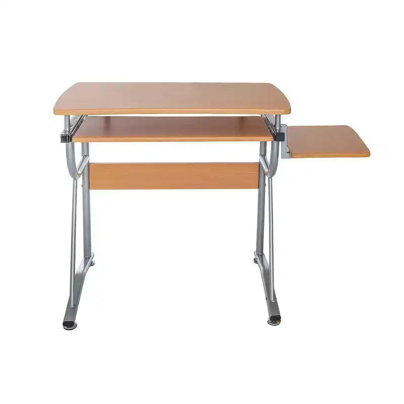 Bureau informatique compact en merisier