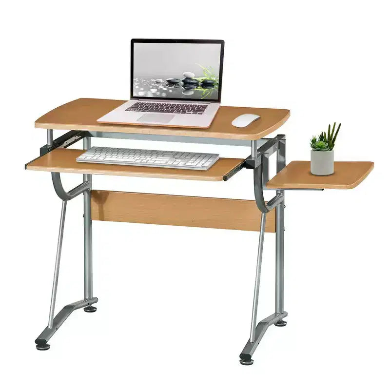 Bureau informatique compact en merisier