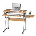 Bureau informatique compact en merisier