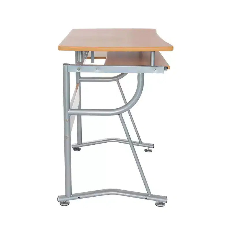 Bureau informatique compact en merisier
