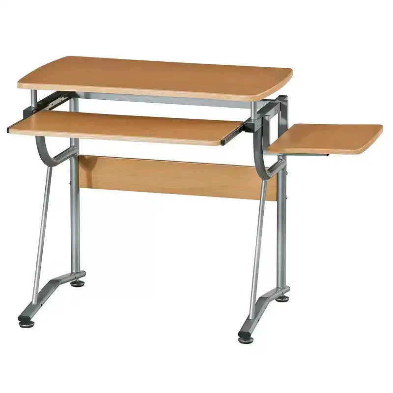 Bureau informatique compact en merisier
