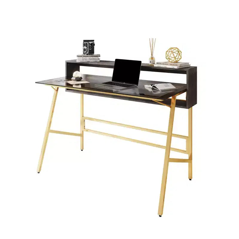 Bureau d'écriture pour bureau à domicile avec rehausseur Or