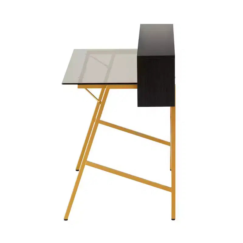 Bureau d'écriture pour bureau à domicile avec rehausseur Or