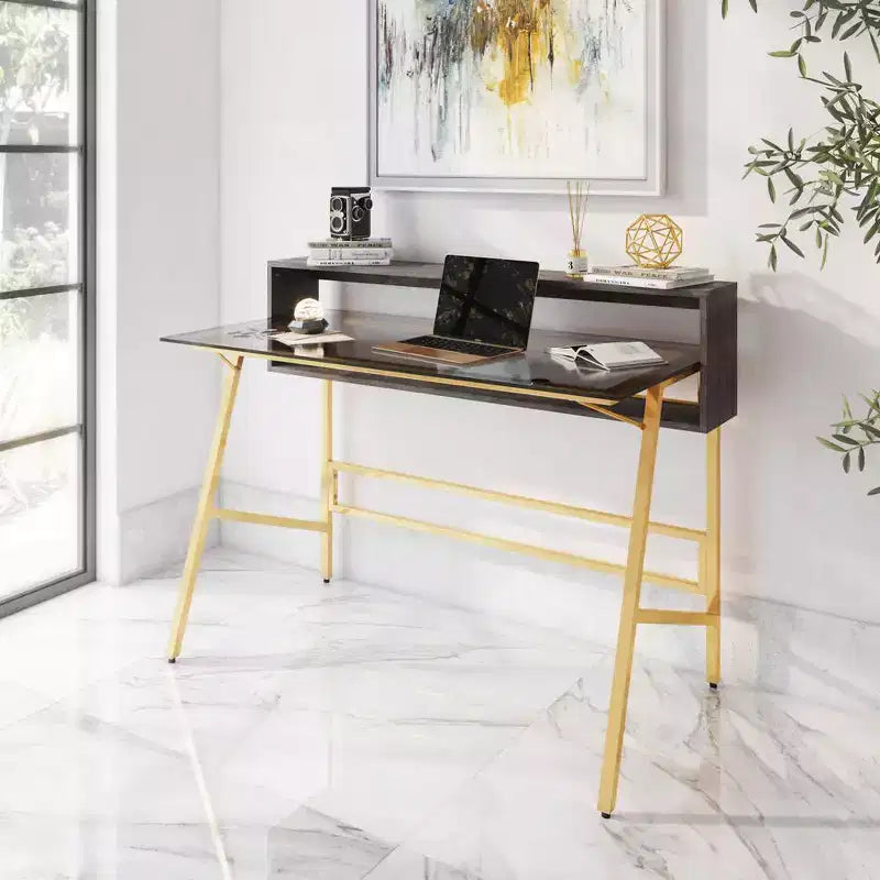 Bureau d'écriture pour bureau à domicile avec rehausseur Or