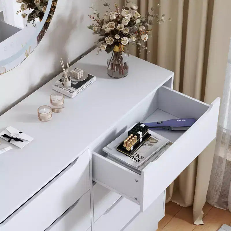 Commode longue en bois moderne à 8 tiroirs