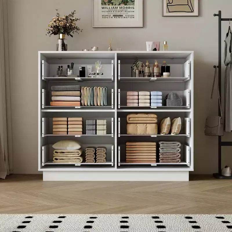 Commode longue en bois moderne à 8 tiroirs