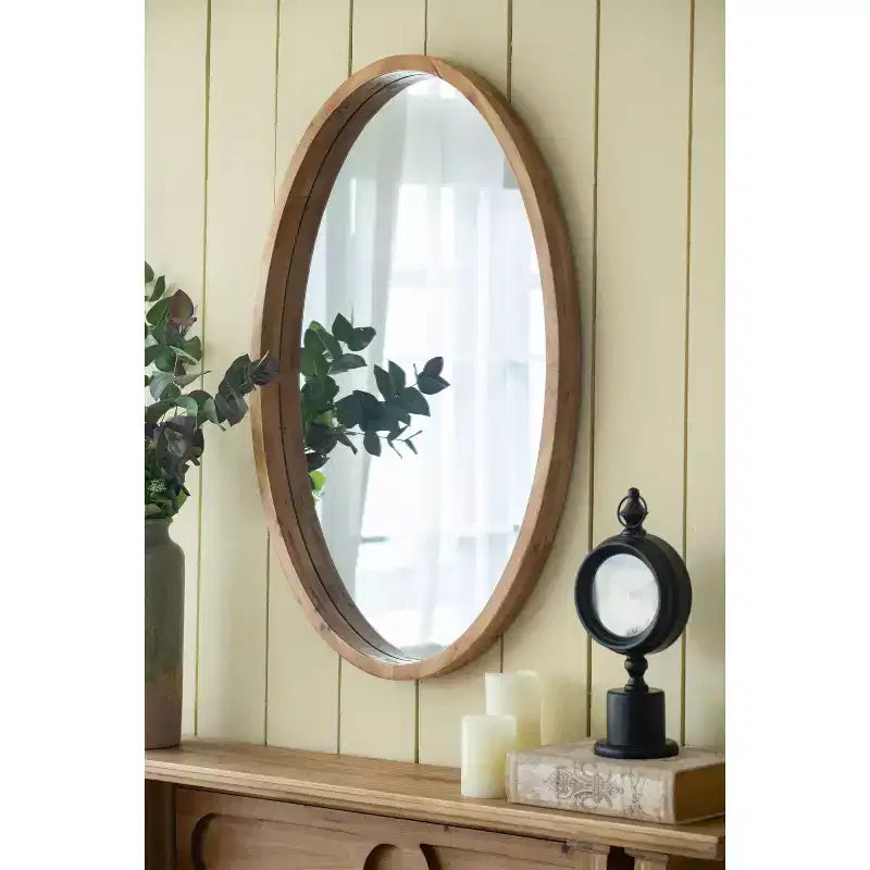 Okak Farmhouse Various Shapes Decorative Wall Mirror for Entryway Bathroom Solid Wood Home Decor Vanity Mirror for Bedroom