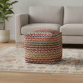 Coussins et poufs rayés arc-en-ciel en jute tressée et polyester