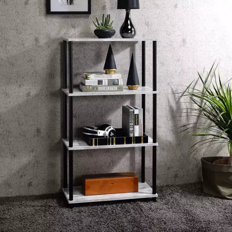 Étagère d'angle en plastique blanc, 3 niveaux