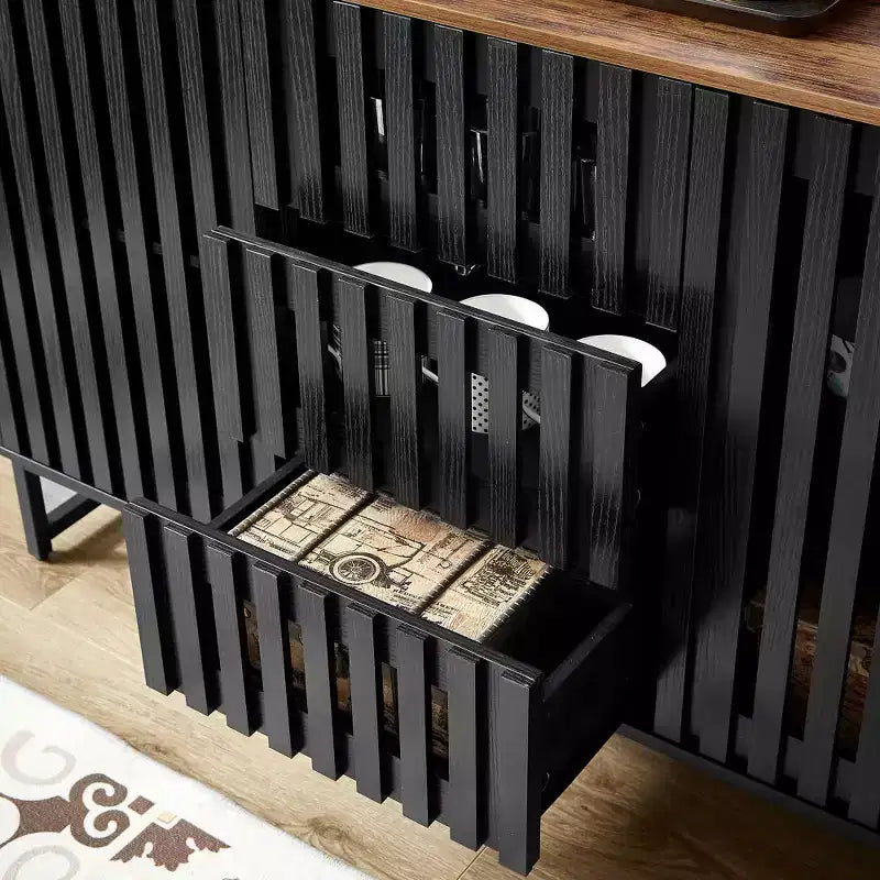 Meuble de rangement à lattes, à grille et rayé, de style moderne