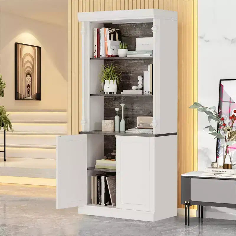 Étagère à livres réglable à cinq niveaux de style colonne romaine