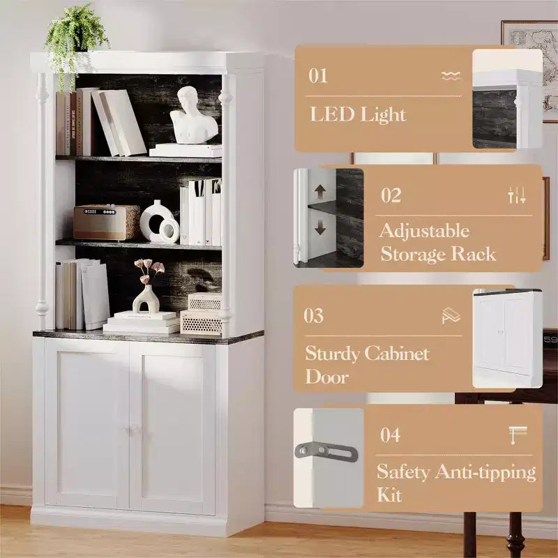 Étagère à livres réglable à cinq niveaux de style colonne romaine