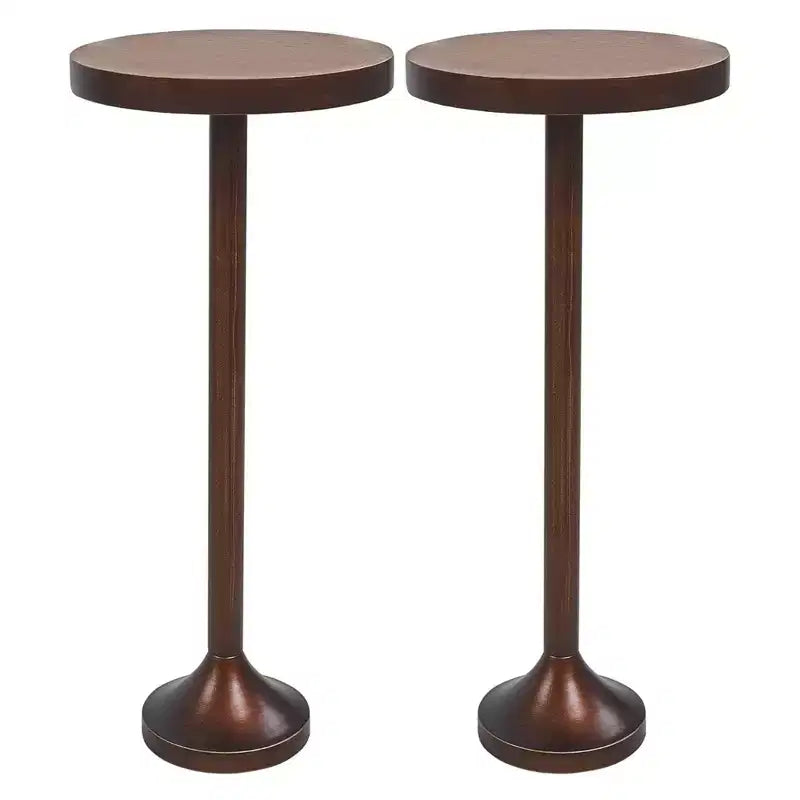 COZAYH Small Pedestal End Table Living Room Furniture Light Espresso Set of 2
