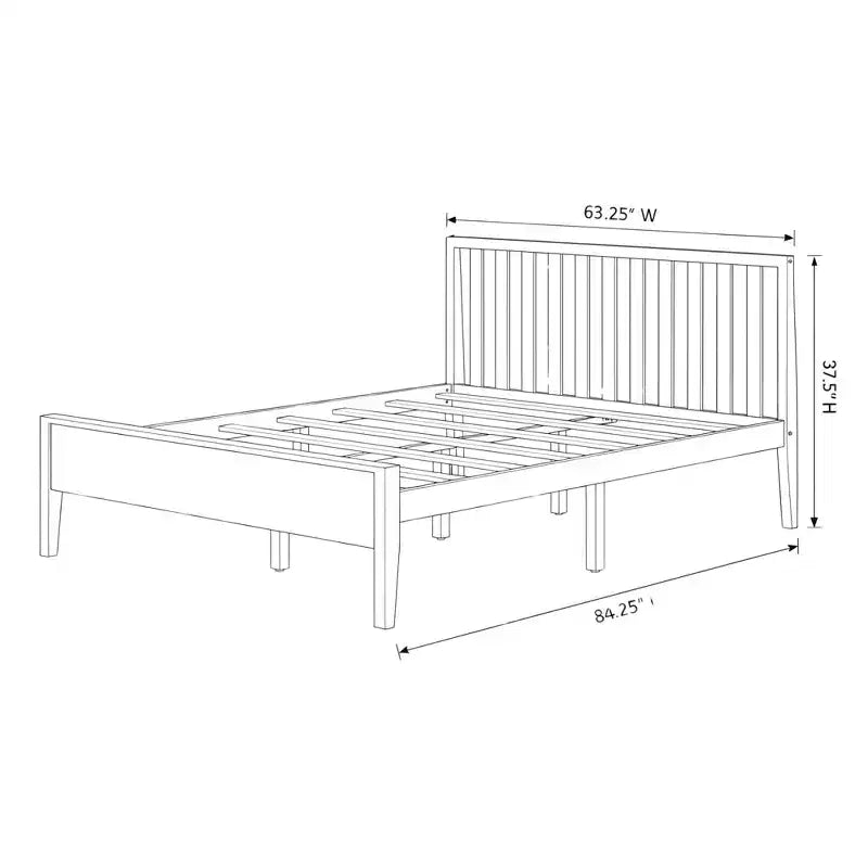 Lit double avec tête de lit à lattes