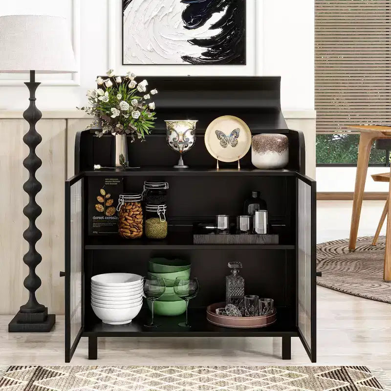 Buffet noir moderne avec plateau relevable
