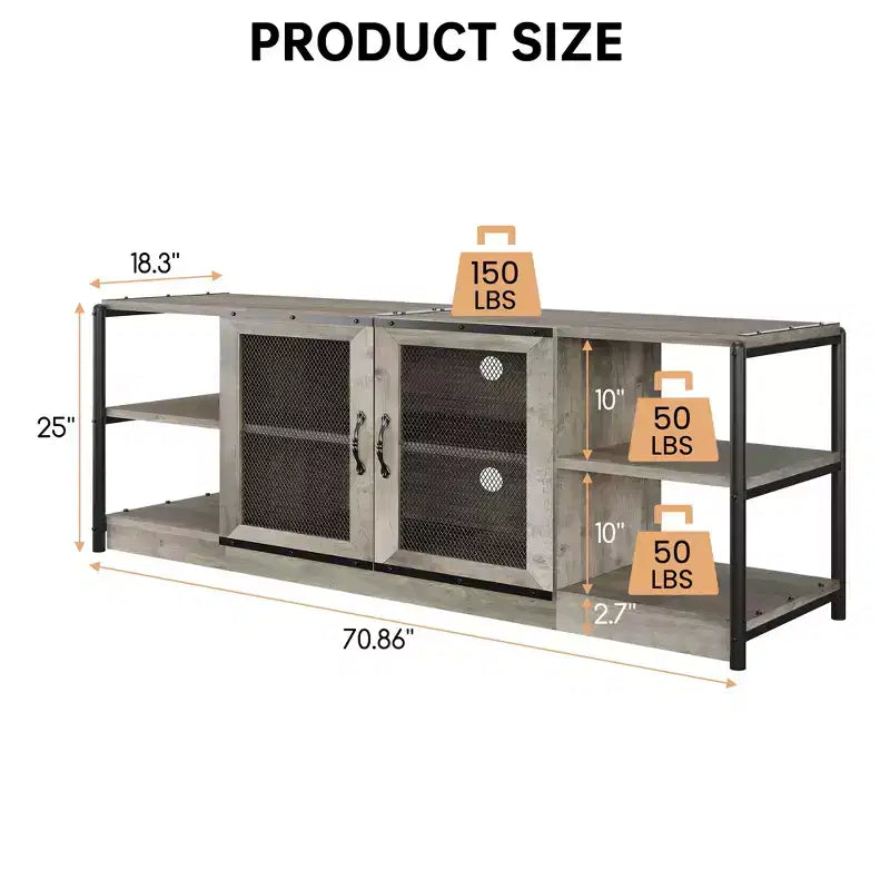 Meuble TV double couche avec panneau de commande rétro en bois