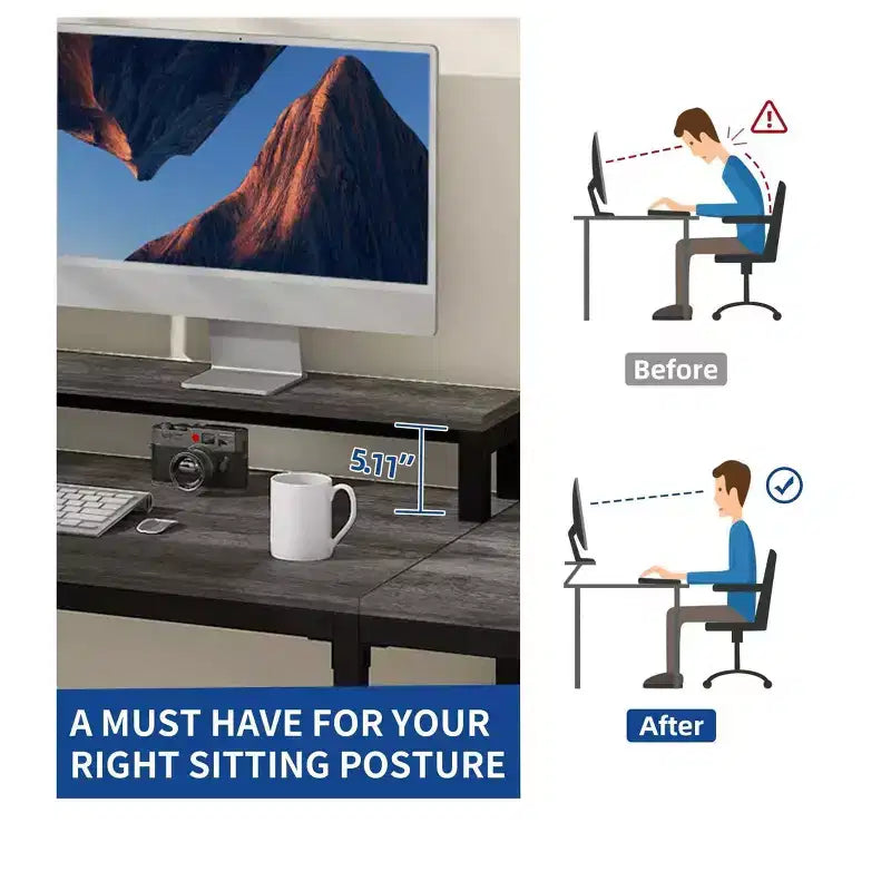 Bureau d'angle en L réglable en hauteur pour ordinateur