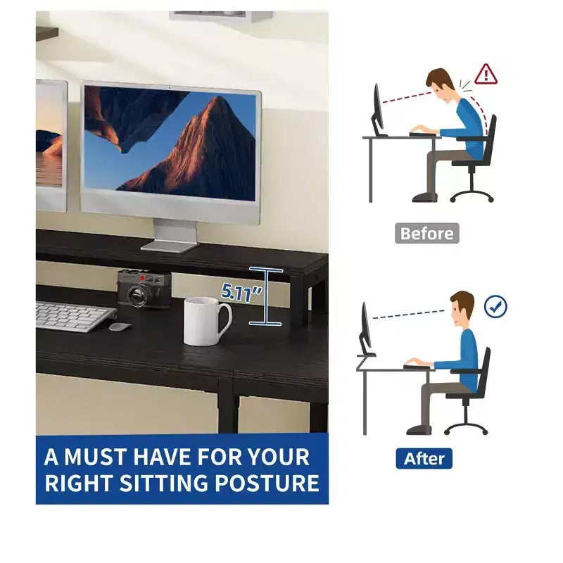 Bureau d'angle en L réglable en hauteur pour ordinateur