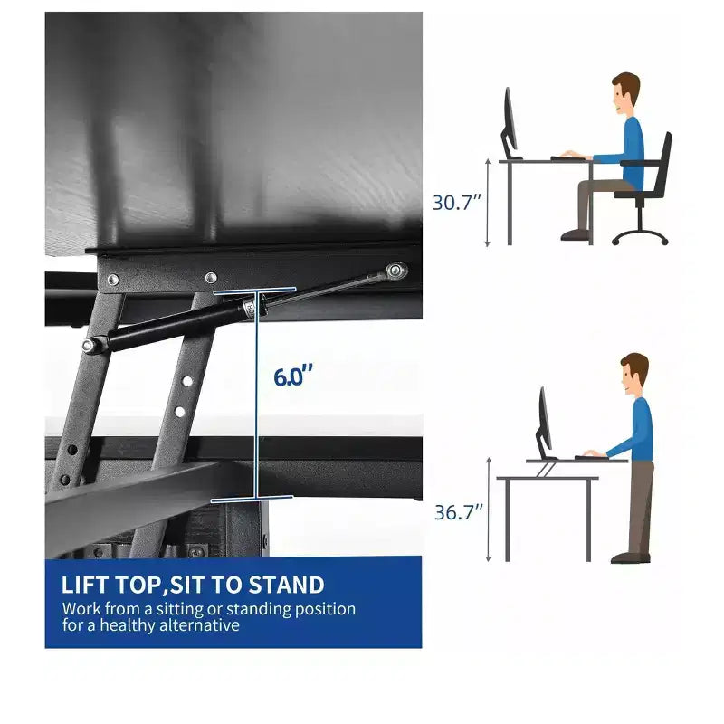 Bureau d'angle en L réglable en hauteur pour ordinateur