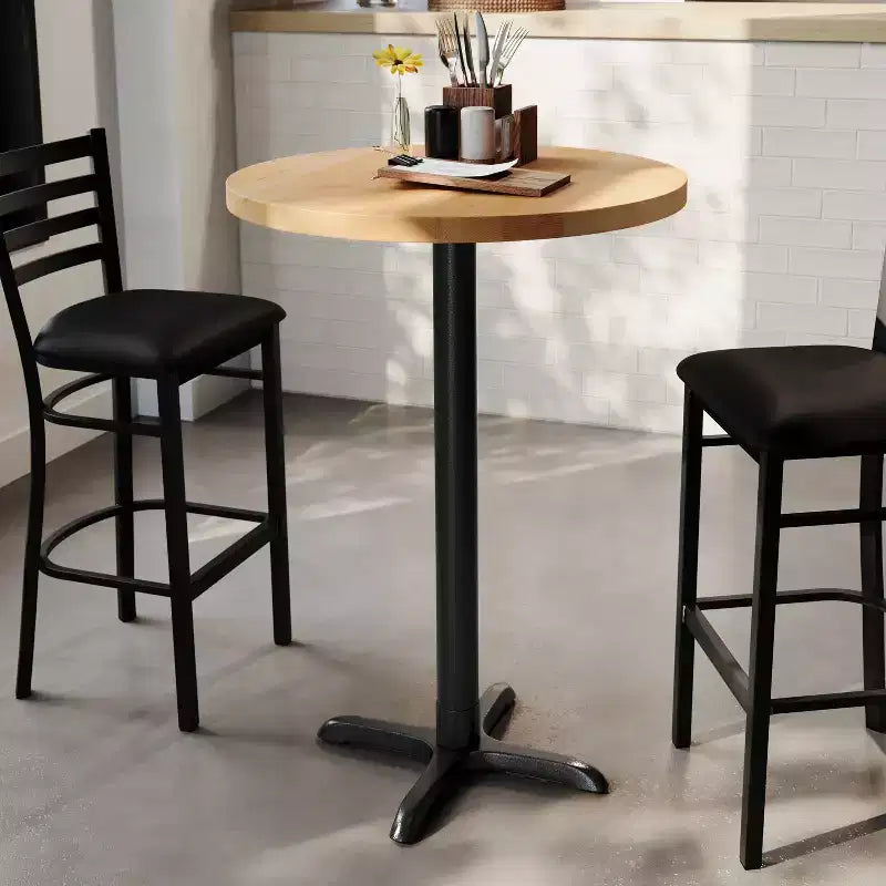 Table commerciale d'intérieur ronde en bois massif