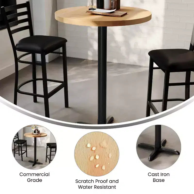 Table commerciale d'intérieur ronde en bois massif