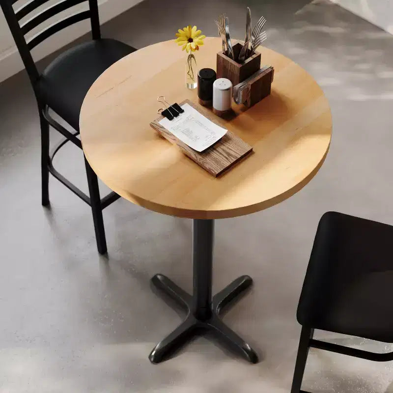Table commerciale d'intérieur ronde en bois massif