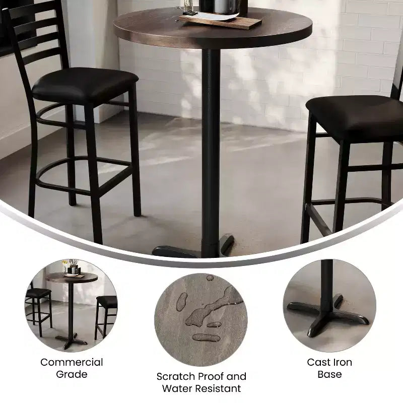 Table commerciale d'intérieur ronde en bois massif