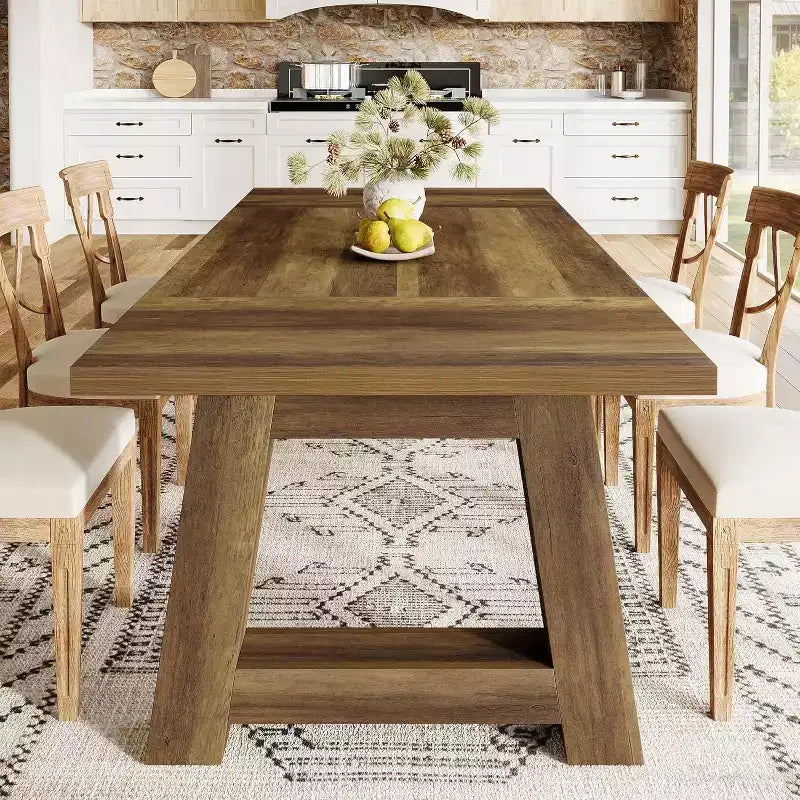 Table de salle à manger de cuisine en bois de style fermier
