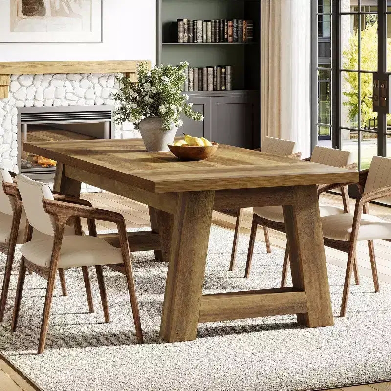 Table de salle à manger de cuisine en bois de style fermier