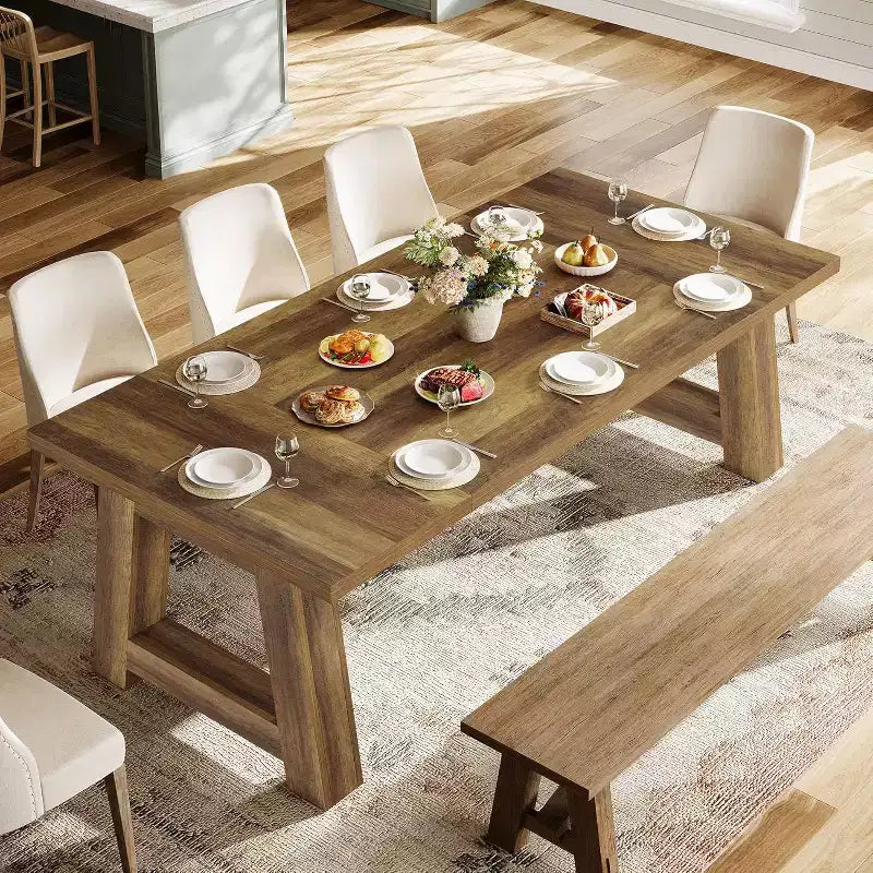 Table de salle à manger de cuisine en bois de style fermier