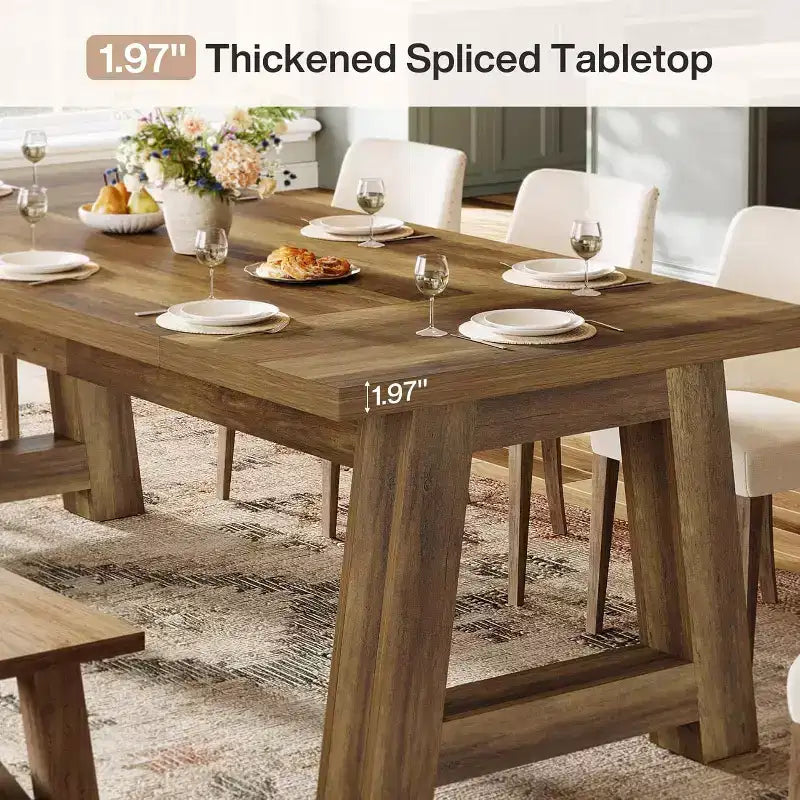 Table de salle à manger de cuisine en bois de style fermier